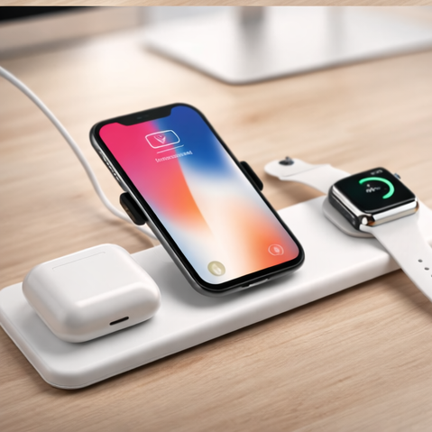 Foldable 3-in-1 Wireless Charger — 15W Fast Charge for iPhone, AirPods & Apple Watch