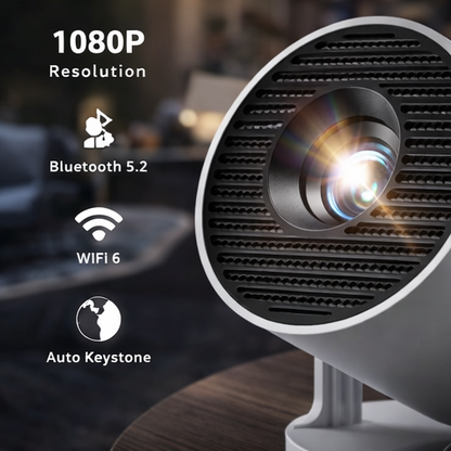 Portable Smart Mini Projector — 1080P HD, WiFi & Bluetooth, Built-in Apps, Indoor & Outdoor